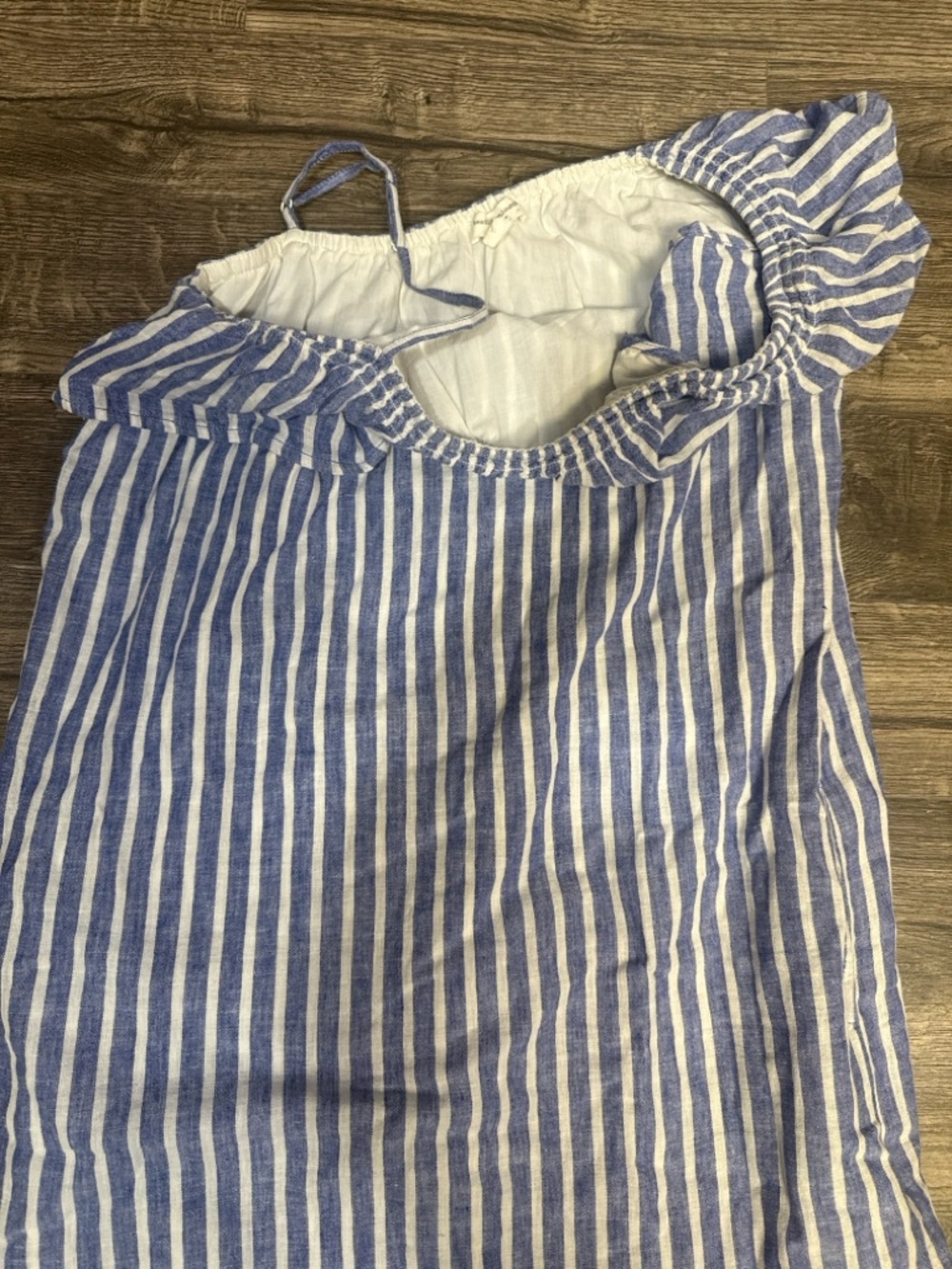 beachlunchlounge Blue and White One-Shoulder Striped Dress - Picture 4 of 8